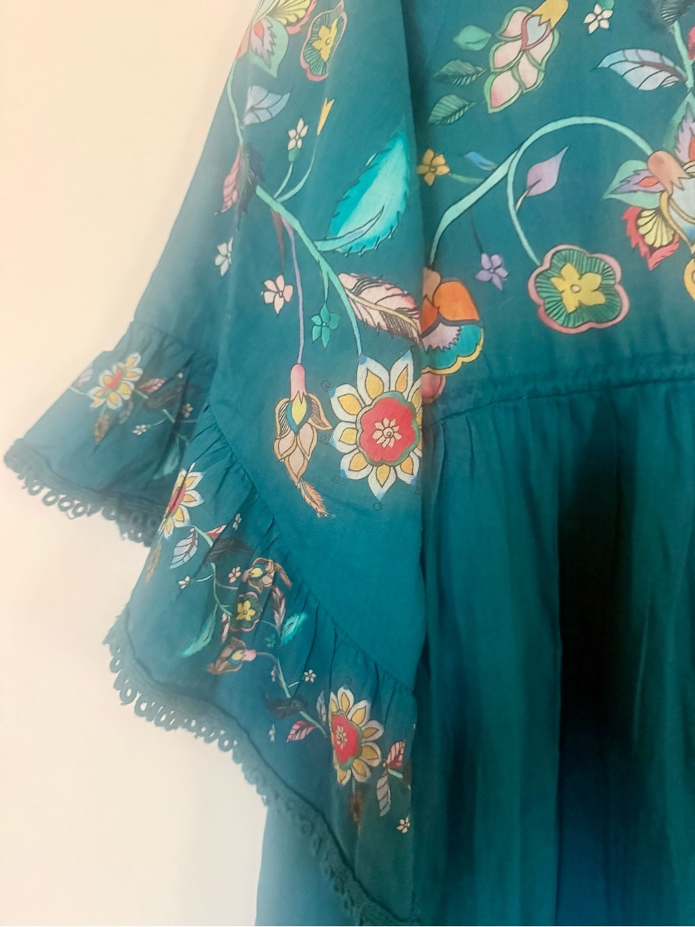 NATURAL LIFE Teal Floral Embroidered Maxi Dress - Picture 5 of 11